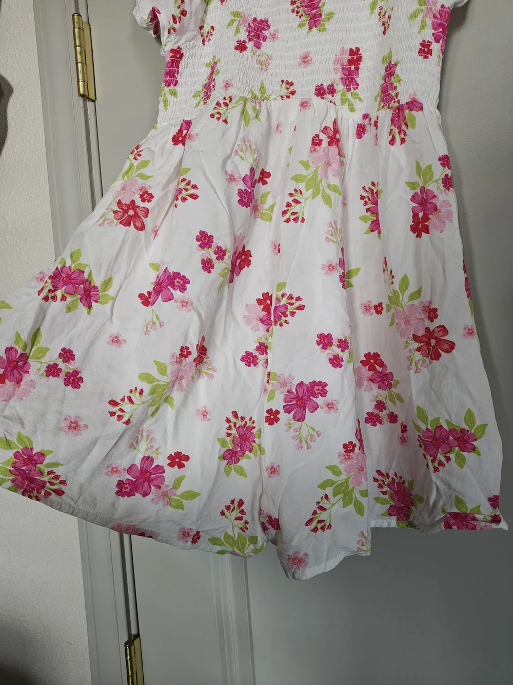 The Children's Place White Romper with Pink Floral Print